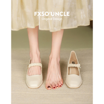 FXSO Square Alley Great Uncle Mary Rare Women Shoes 2022 Spring Autumn Season New Square Head Retro High School With Shallow Mouth Single Shoes