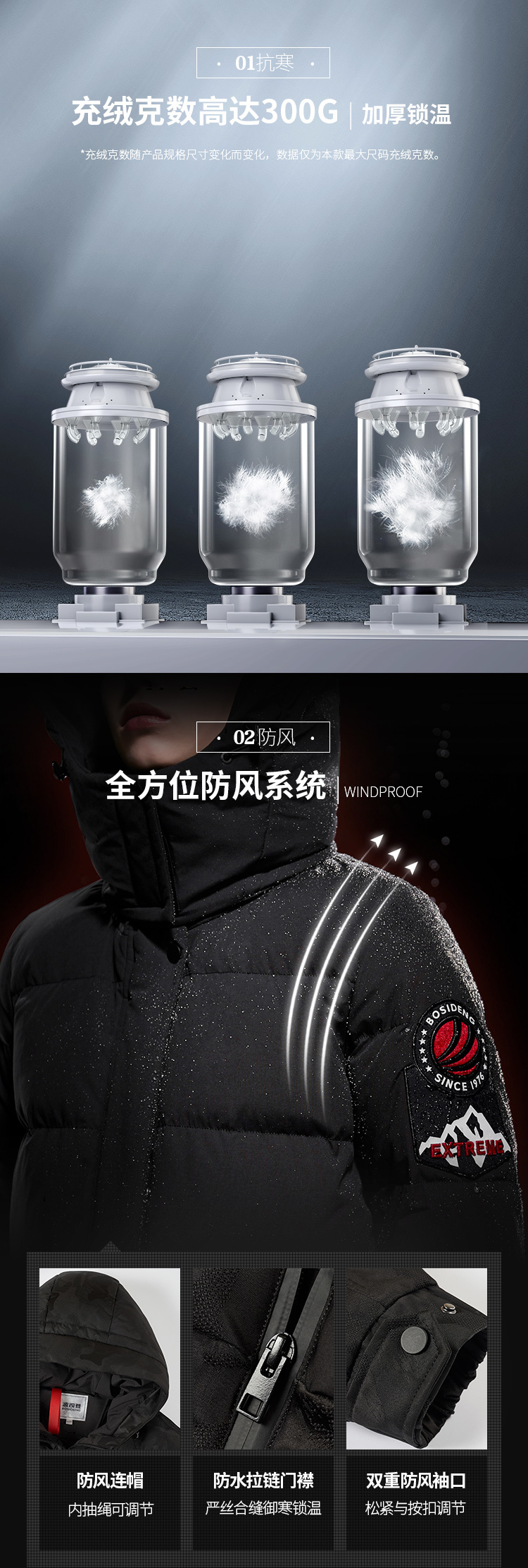 波司登 极寒系列 男士加厚中长款羽绒服 图2