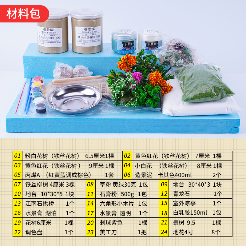 DIY model sand table model building material package water feature paste landscaping mud pavilion outdoor student manual work