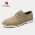 Camel nam giới công cụ da nubuck đơn giày phong cách Anh thương mại giản dị giày da tất cả các kết hợp hợp thời trang giày thấp đầu ren-up giày khai thác - Giày thấp