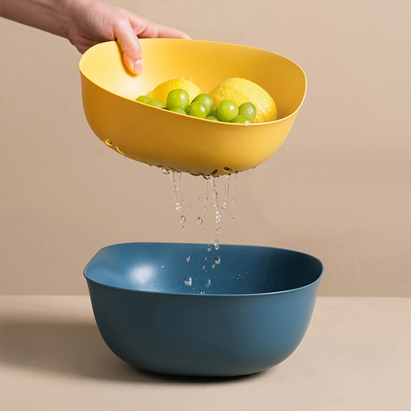 German plazotta multi-functional double-layer fruit and vegetable draining basket kitchen household plastic filter washing fruit and vegetable basket