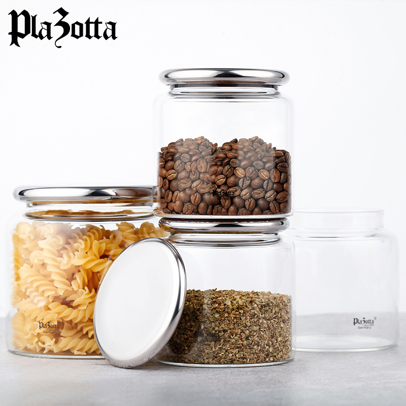 German plazotta glass airtight jar stainless steel lid large capacity food grade storage jar kitchen large jar