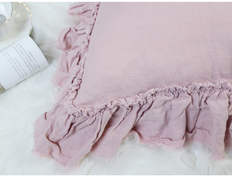 Bắc Âu tinh khiết lanh xù sofa ôm gối ôm đôi bằng gỗ đệm tai - Trở lại đệm / Bolsters gối văn phòng 2 trong 1
