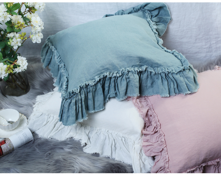 Bắc Âu tinh khiết lanh xù sofa ôm gối ôm đôi bằng gỗ đệm tai - Trở lại đệm / Bolsters gối văn phòng 2 trong 1