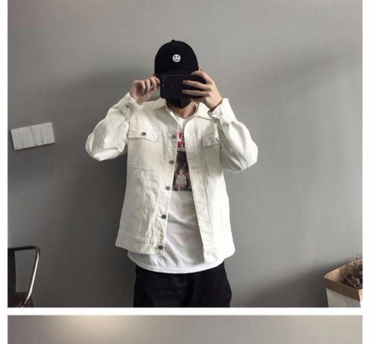 2019 xuân hè mới áo khoác denim trắng tinh khiết Phiên bản Hàn Quốc của đoạn ngắn tự tu luyện ve áo thủy triều quần jean giản dị - Cao bồi quần sooc nam