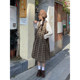 Punkhoo vest dress Japanese retro plaid spring and autumn new style small college a-line women's mid-length style