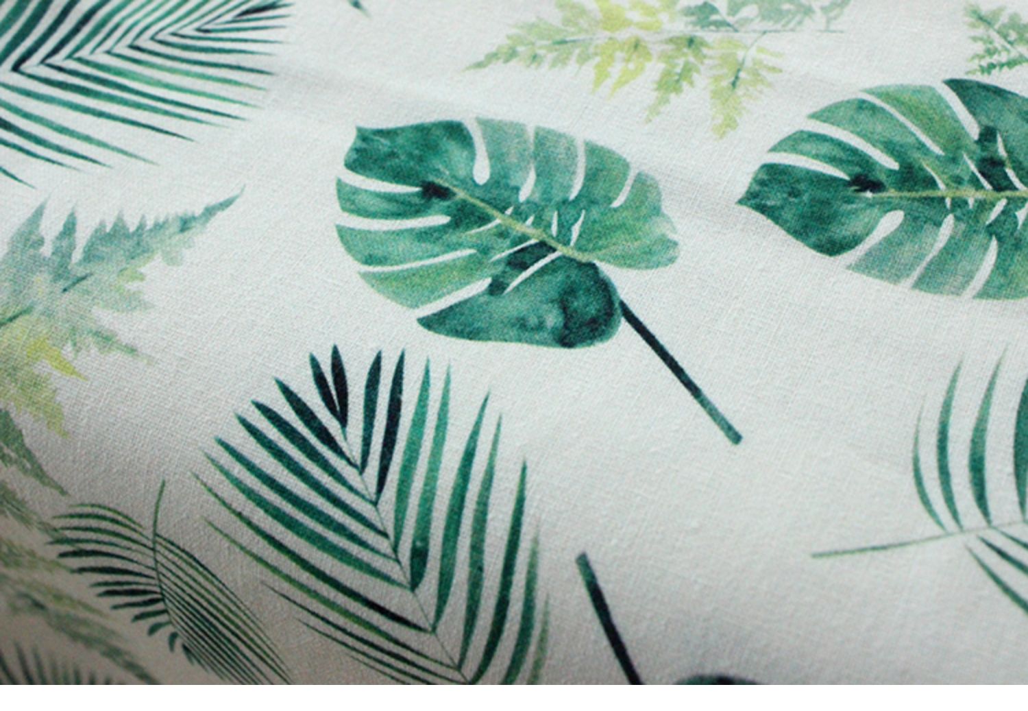 Lá monstera xanh lá cây lanh vải lanh khăn trải bàn khăn trải bàn gối trang trí lá chuối nền cây - Vải vải tự làm vải linen may quần