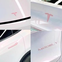 Tesla Rejuvenate Model3 Purple Car Mark ModelY Pink Car Sticker Door Handle Patch Decoration Accessories Retrofit