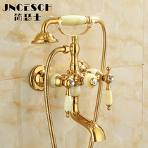 European golden bathtub Hot and cold faucet Antique bathroom Simple triple shower Shower All copper American faucet