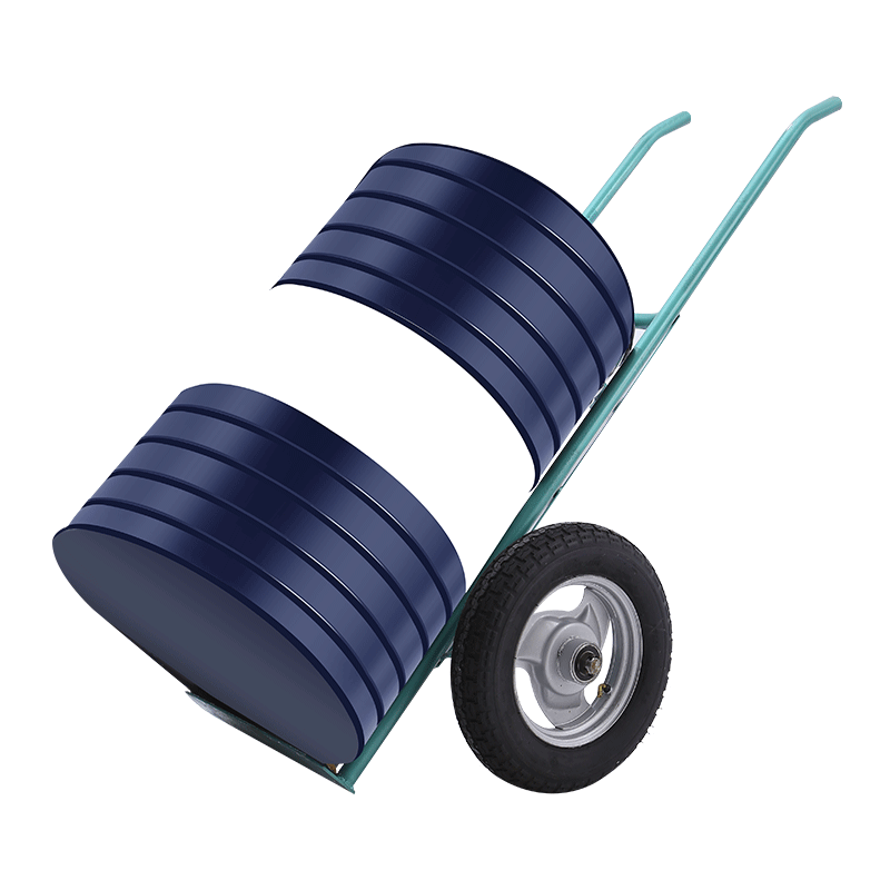 Manual two-wheeled oil bucket truck thickened hand push-pull car Iron bucket Plastic chemical bucket round bucket multi-purpose metal cart