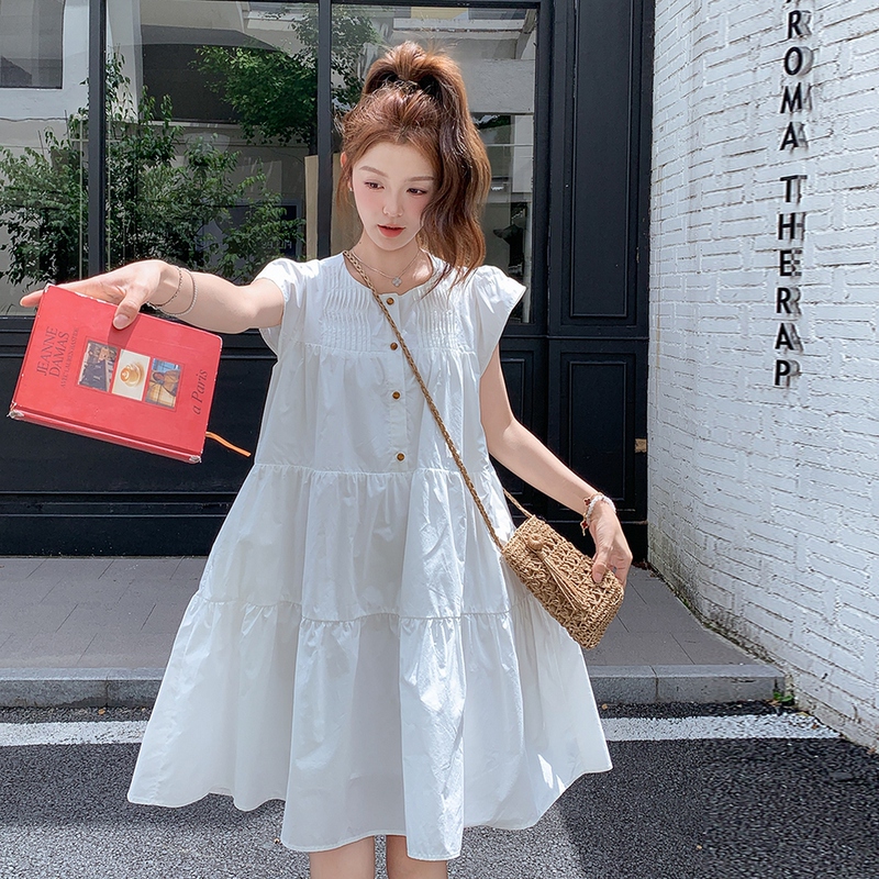 Girly, Sweet, Age-Reducing White Dress with Small Flutter Sleeves, 2026 Summer, Petite, Cute, First Love Style, Doll Dress Girly, Sweet, Age-Reducing White Dress with Small Flutter Sleeves, 2026 Summer, Petite, Cute, First Love Style, Doll Dress