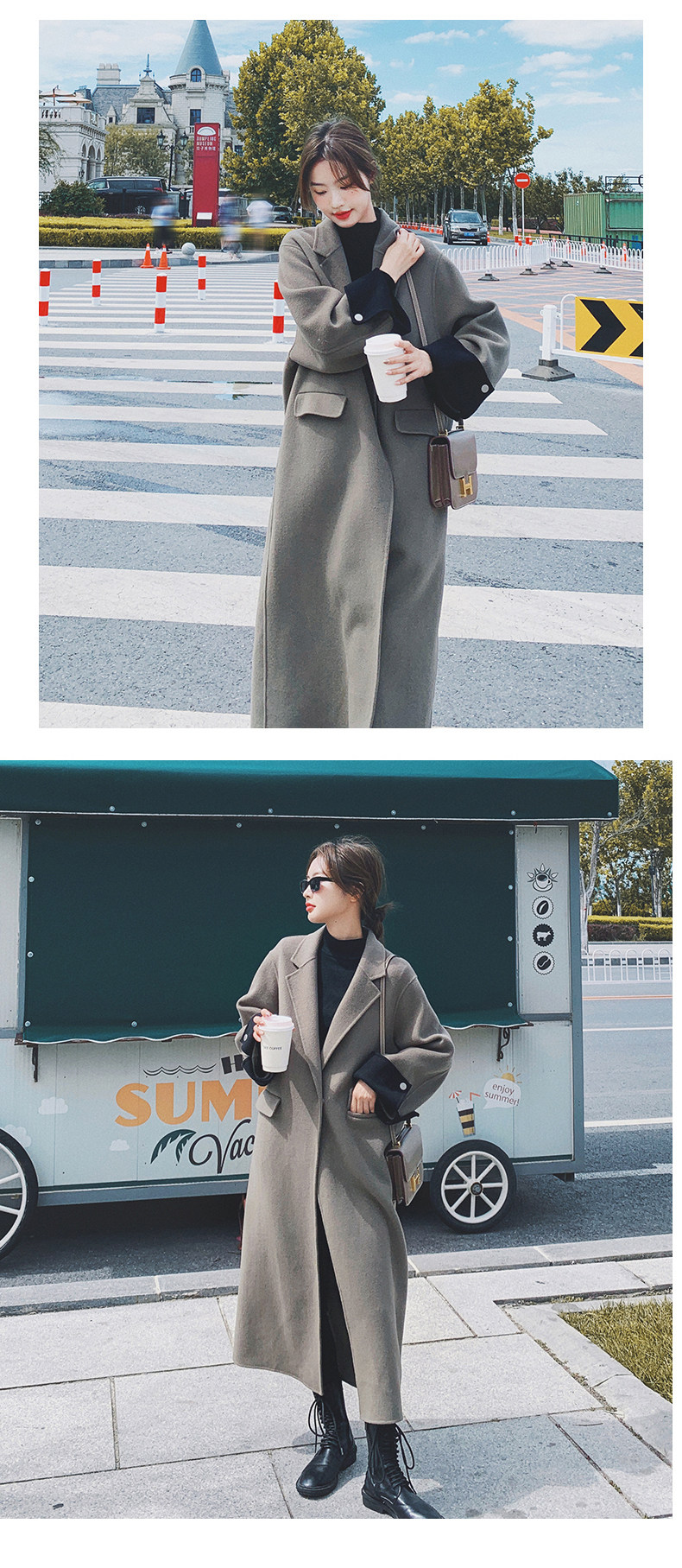 Демисезонное длинное шерстяное пальто, куртка, в корейском стиле, изысканный стиль, длина макси для возраста 