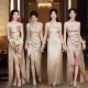 2025 new sister group champagne color bridesmaid dress summer satin high-end niche sister group dress skirt for women