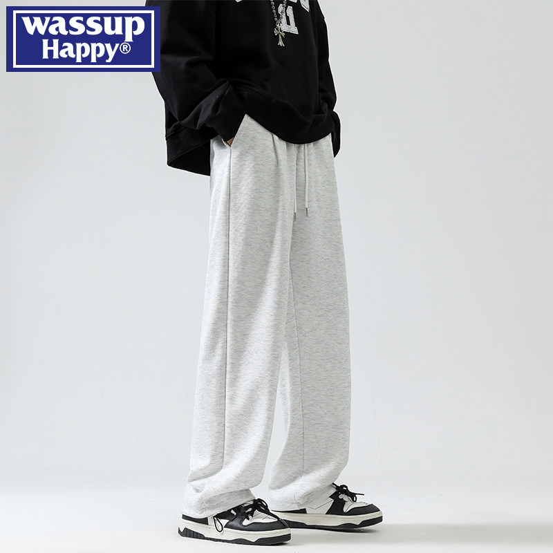 мужские спортивные штаны wassup happy gray, осень-зима 2025, новинка 2025 года, модные брендовые прямые повседневные длинные брюки с широкими штанинами Изображение 1
