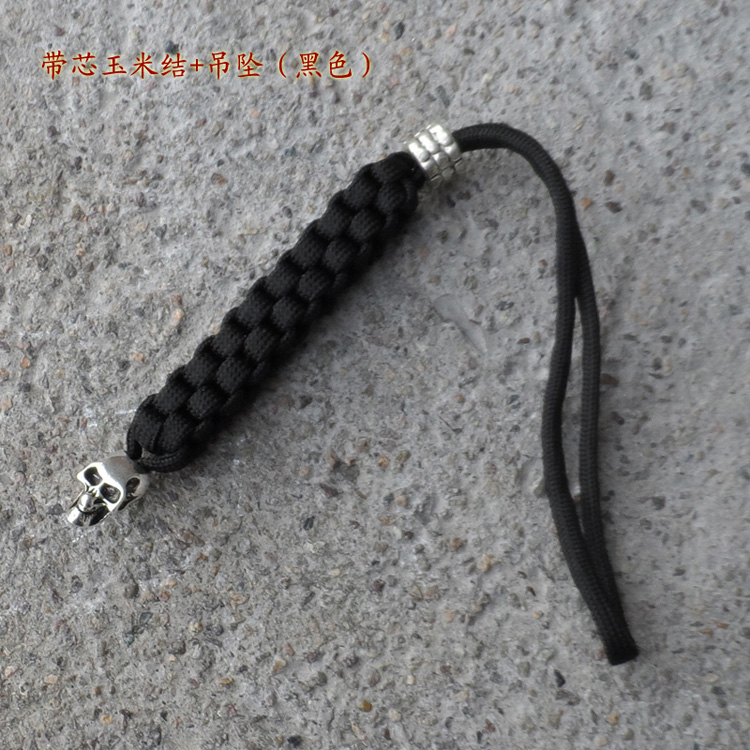 Seven-core umbrella rope hand-woven men and women car key chain skull short rope knife handle tail pendant mobile phone camera pendant
