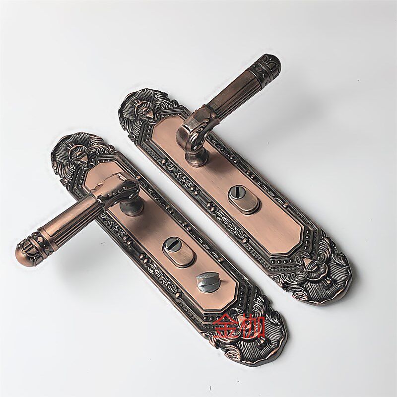 Theft Lock Door Lock Red Antique Bronze Color Large Door Lock Panel Handle Double Door Handle Panel Entrance Door Open Board Hand Lock