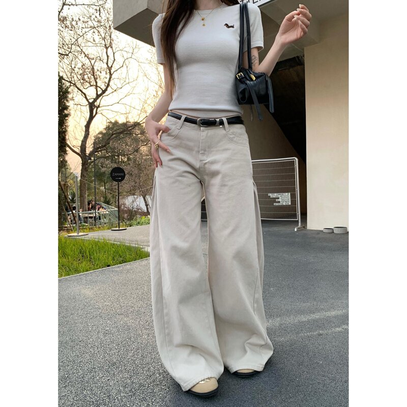 Taozhi 2026 New Wide-Leg Loose Jeans Spring Korean Style Low-Waist Straight Casual Versatile Long Pants