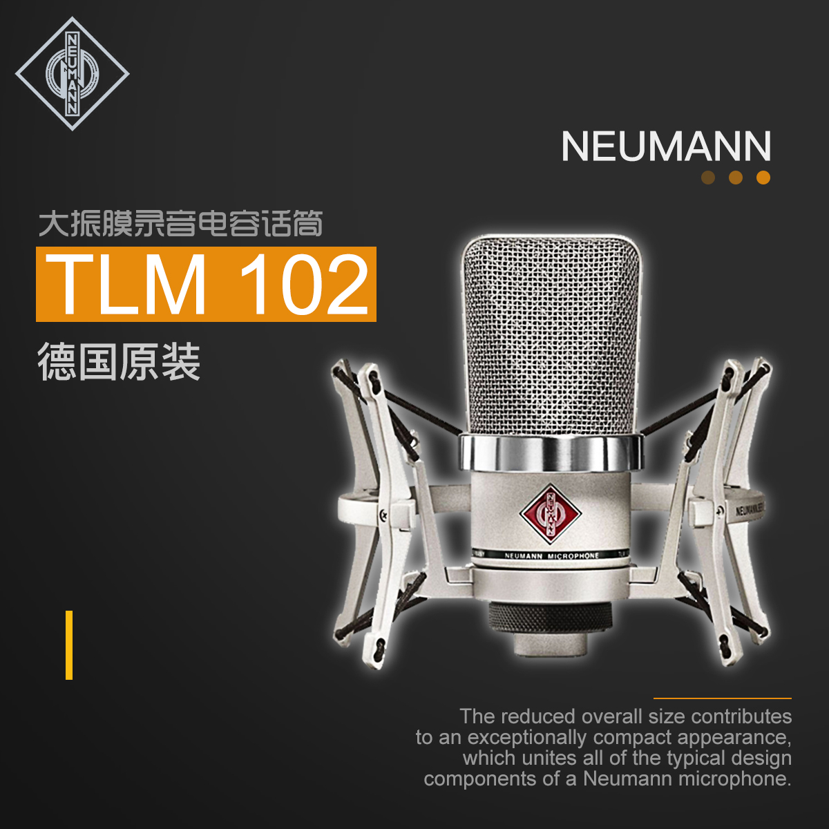 New Neumann Newman TLM 102 large-diaphragm condenser recording microphone