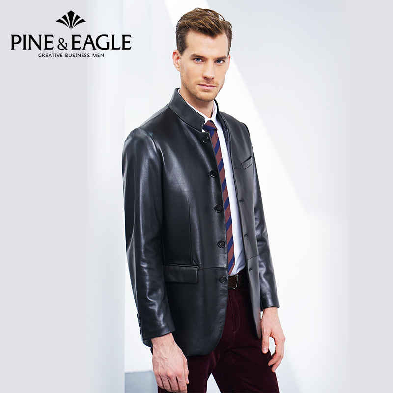 (Đặc biệt truy cập với cùng) Pine Eagle của nam giới kinh doanh da bình thường quần áo mùa thu / mùa đông da da nam áo khoác ấm da cừu