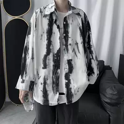 CEC super fire Korean version of the shirt men's ins Harajuku style tie-dyed casual shirt loose long-sleeved jacket men's Hong Kong trend brand