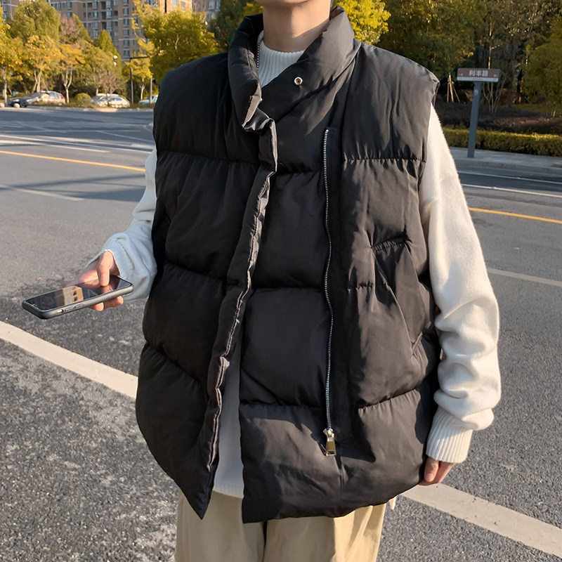 Autumn and winter new cotton vest men's ins trend loose warm vest Korean version handsome all-match vest shoulder padded coat