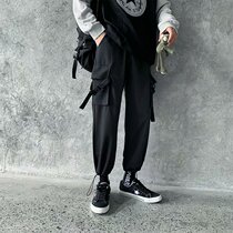 Autumn big pocket overalls mens tide feet Haren pants Haren pants Harenuku style bf dark retro loose nine casual pants