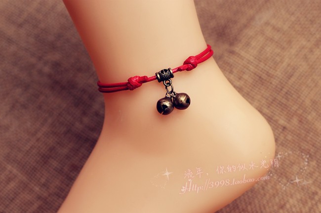 Handmade vòng chân thời trang nghệ thuật giản dị dễ thương nam sinh đôi nam nữ chuông đỏ dây giản dị phiên bản đơn giản Hàn Quốc - Vòng chân lắc chân nữ đẹp