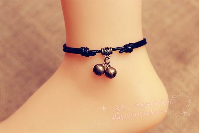 Handmade vòng chân thời trang nghệ thuật giản dị dễ thương nam sinh đôi nam nữ chuông đỏ dây giản dị phiên bản đơn giản Hàn Quốc - Vòng chân lắc chân nữ đẹp