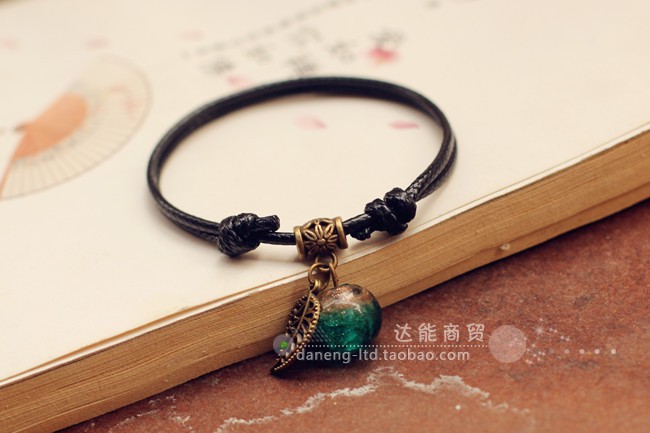 Handmade hoang dã đặc trưng phong cách dân tộc ban đầu trang sức vòng chân nữ đá sáng chân dây hạt phát sáng hạt nam và nữ - Vòng chân lắc chân vàng trắng
