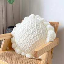 Fall knitted holding pillow with core round flow Su decoration leaning on pillownet red ins sofa cushions white folk sleeping pillows