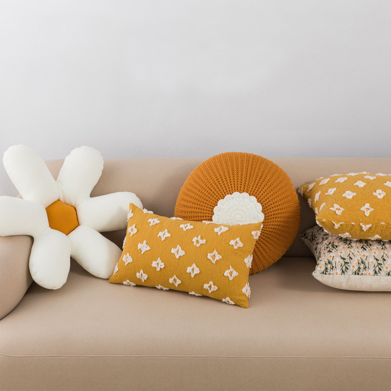 Six petals of flowers pillow Morocco Bed Head on Ginger Yellow Flower Sofa cushion egg pillow without core