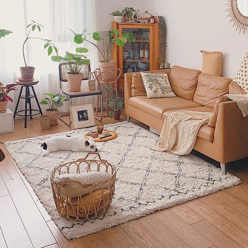 Moroccan plush carpet custom living room coffee table non-slip floor mat absorbent foot pad bedroom bedside mat bay window mat