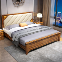 New Ugyen Wood Wood Bed 1 8M Chinese soft light luxury double simple pressure storage bed Wood