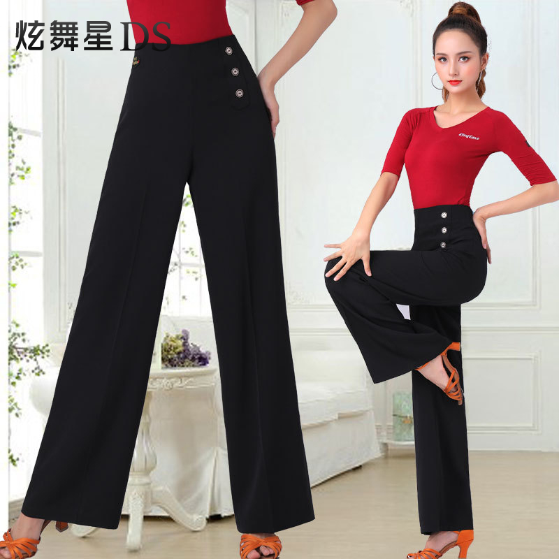 Latin Dance Pants Children High Waisted Dancing Broadlegged Pants Fashion Straight Cylinder Practice Pants Moden Dance Pants National Mark Dance Pants Winter-Taobao