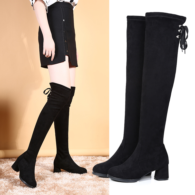 Yang Liping Square Dancing High Heel Soft Soft Soft Soft Boots Wear Hundred sailor Dance Boots Black Long Boots Spring