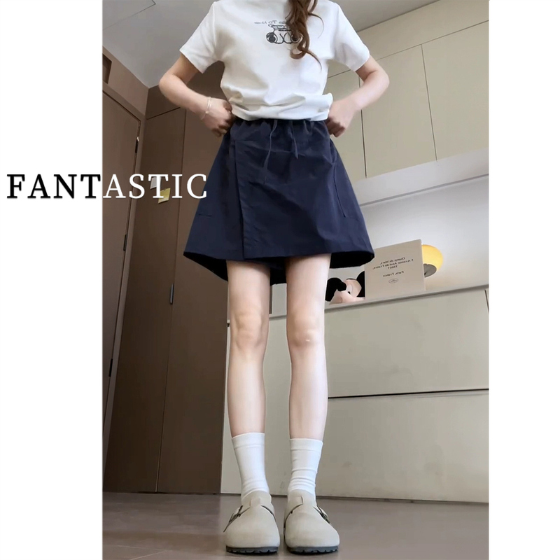 Navy Blue A-Line Casual Shorts for Women 2026 New Summer Plus Size Skirt Pants for Plus-Size Women High-Waisted Slimming Cargo Pants Navy Blue A-Line Casual Shorts for Women 2026 New Summer Plus Size Skirt Pants for Plus-Size Women High-Waisted Slimming Cargo Pants