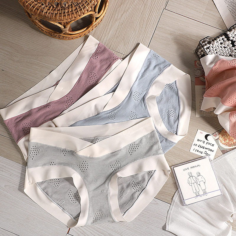 Pregnant women's underwear Female Antibacterial Silk Bottom Stall Silk Breathable for mid-and mid-waist pregnant women's pants in the early middle of pregnancy
