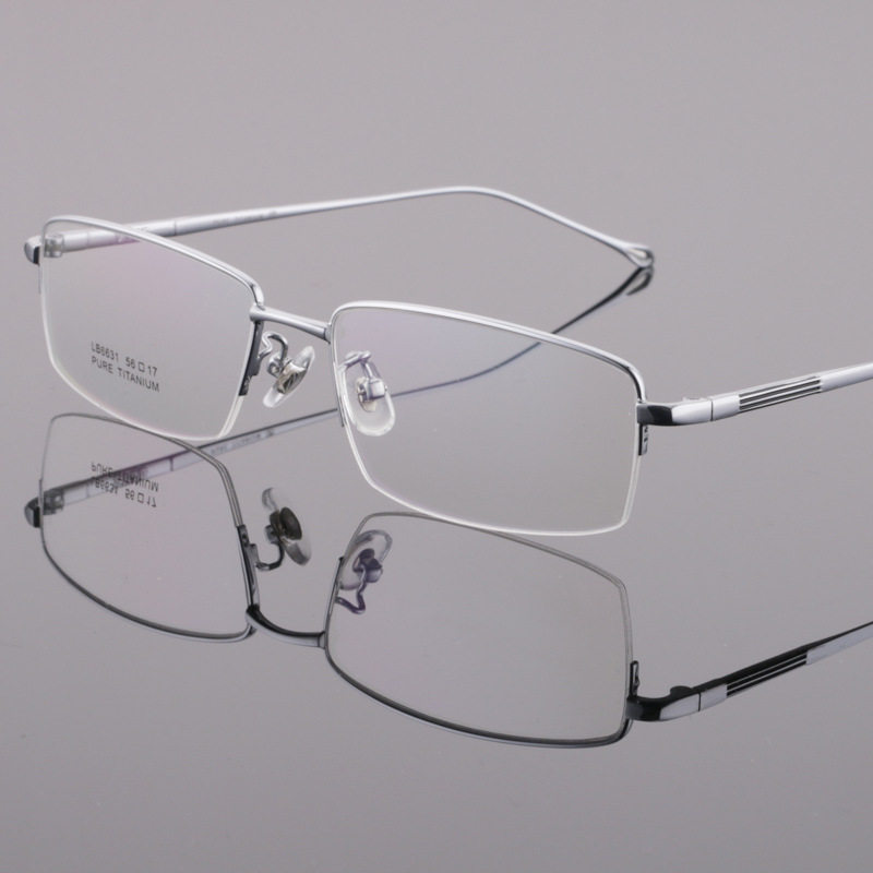 Wood Zoomite Pure Titanium Ultra Light Eyeframes Spectacle Frames Business Men's Nearsightedness Semi-frame Male quality No foot sleeves No off color