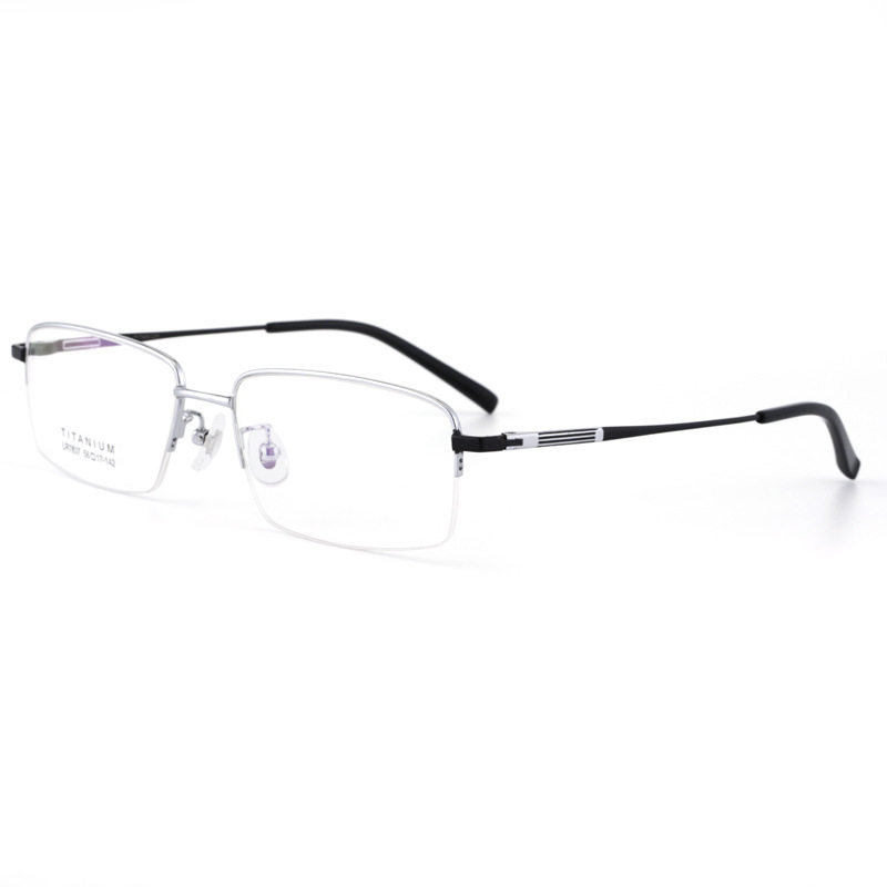 Musame's new titanium frame glasses frame ultra-light large-frame men's high-end business simple half-frame glasses pure titanium frame