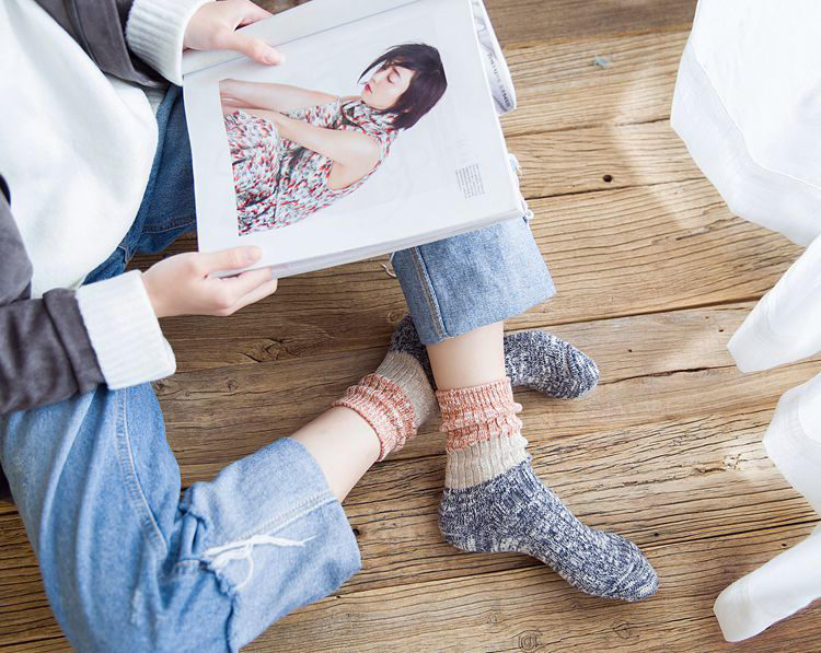 Bảy dòng 6 đôi vận chuyển 2018 thu đông 2018 mới vớ cotton màu sắc phù hợp với vớ cotton nữ phong cách Harajuku tất bông