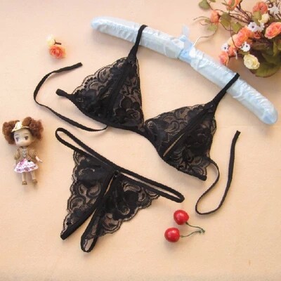 New sexy fun lace transparent two-piece uniform suit temptation three-point women's bra pants underwear