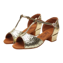 Sansha autumn childrens stage performance gold high-heeled Latin soft-soled dance shoes silver princess dance shoes for girls