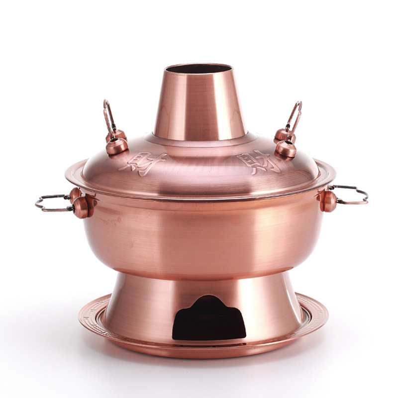 Burning Carbon Earth Hotpot pot with edge stove charcoal old Beijing boiling mutton large copper pot pure copper red copper hot pot home