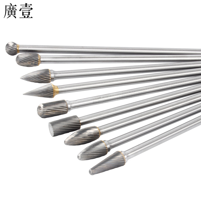 Carbide - rolling carbide - filing tungsten steel grinding head curved edge - shaped cylindrical long axis 150 double slot