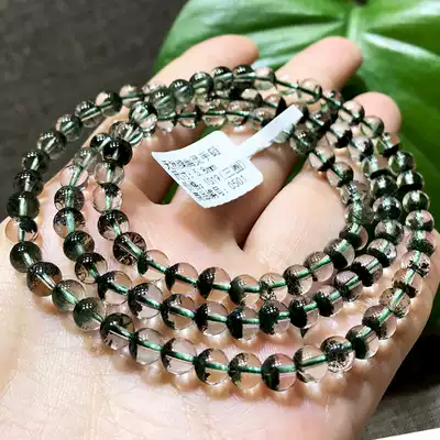 Natural dark green green ghost cornucopia bracelet for men and women starry melaleuca transparent crystal three-circle hair crystal bracelet