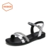 Giày dép sandal mùa hè 2018 mới phẳng đáy từ khóa với rhinestone bạc hoang dã phẳng với giày sinh viên hàng đầu bitis sandal nữ Sandal