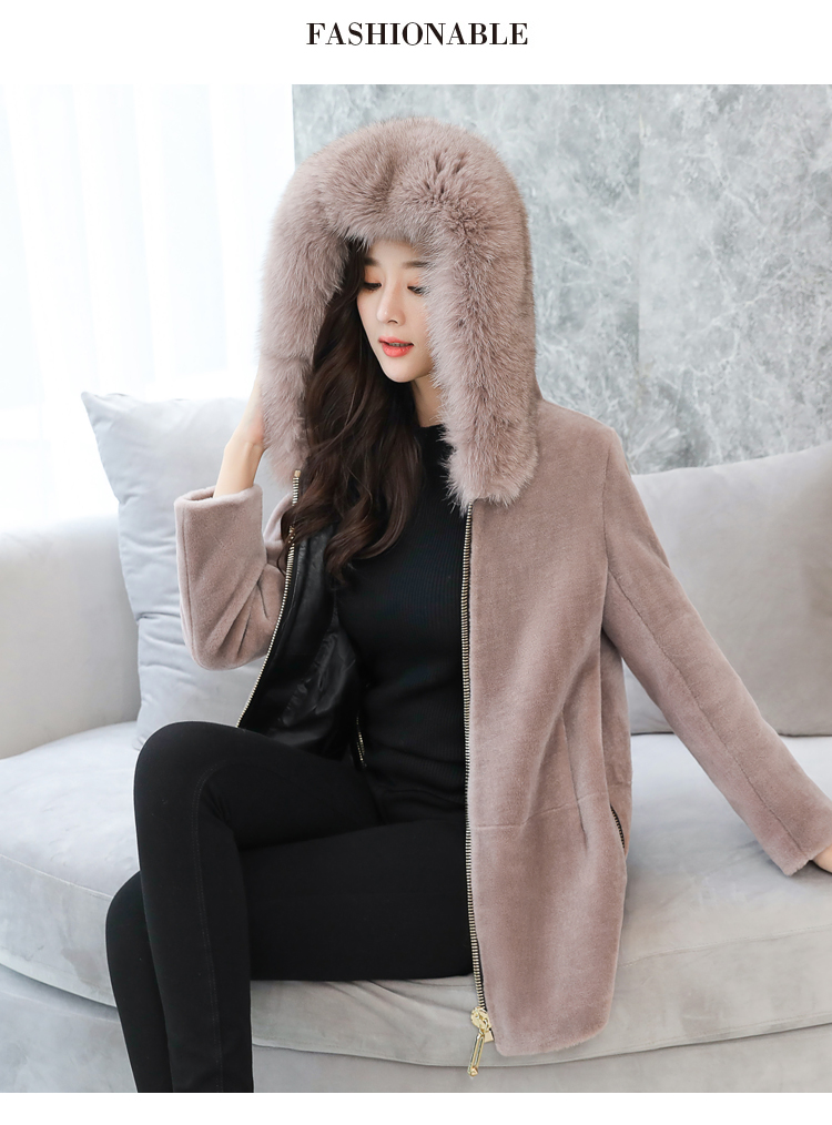 Cừu xén lông nữ mới 2018 Hàn Quốc phiên bản của đoạn ngắn fox fur collar trùm đầu lông một Haining áo khoác lông thú áo khoác nữ lông cừu cao cấp