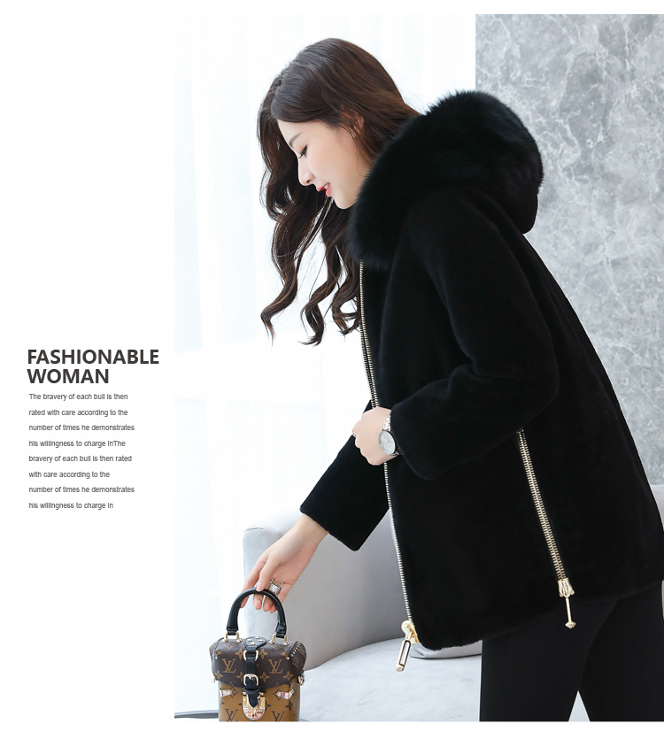 Cừu xén lông nữ mới 2018 Hàn Quốc phiên bản của đoạn ngắn fox fur collar trùm đầu lông một Haining áo khoác lông thú áo khoác nữ lông cừu cao cấp