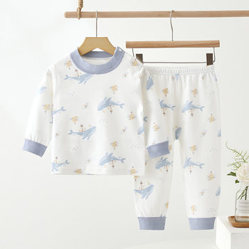 Children's autumn and winter pure cotton autumn clothes and autumn pants sets home clothes