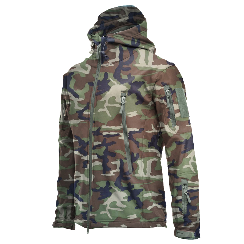 Outdoor soft shell grabbing velvet camouflated submachine clothing Male waterproof windproof Tactical windcoat M65 Army camouflated Field Tactical jacket